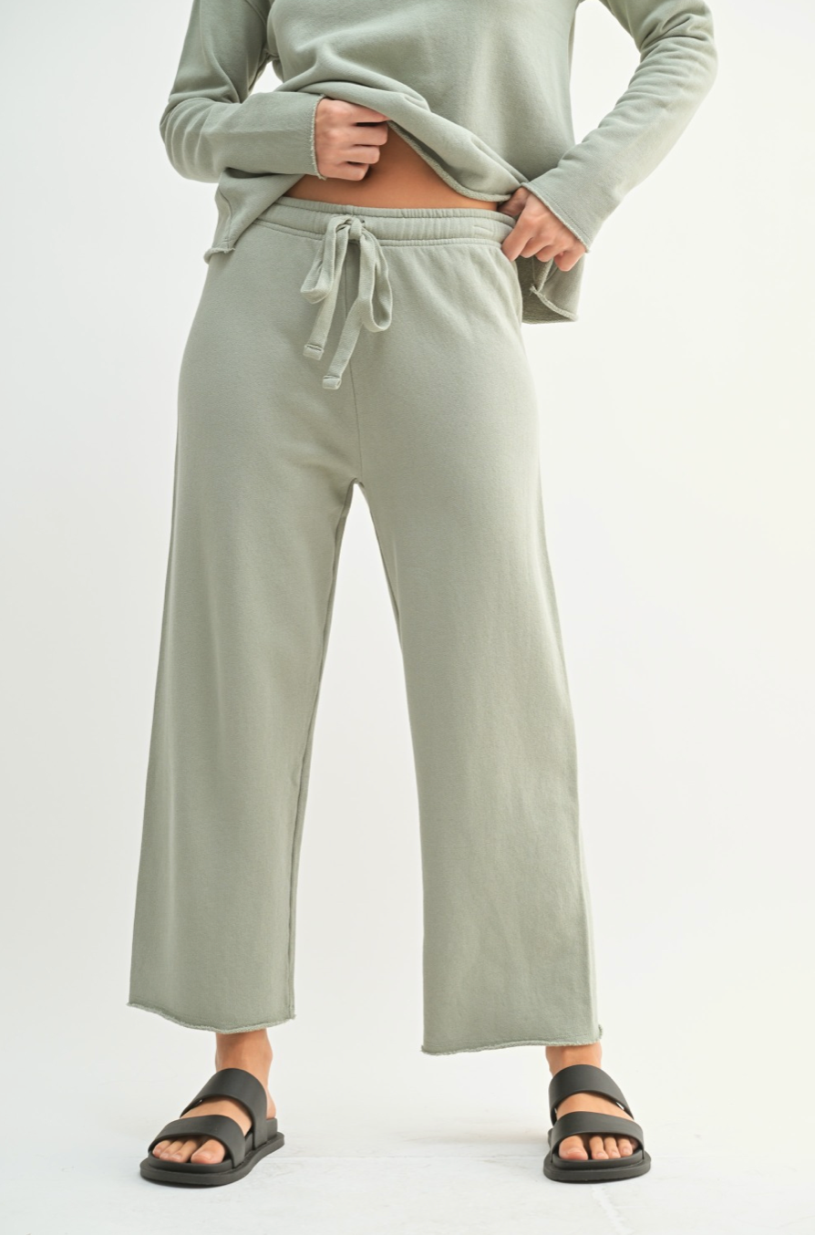 Malibu Wide Leg Fleece Pant - green, Women's Lounge/matching set Collection