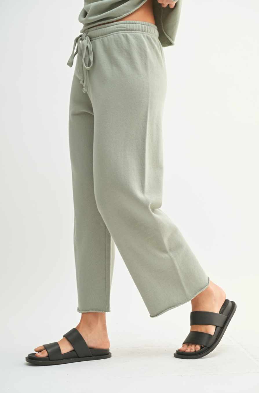 Malibu Wide Leg Fleece Pant - green, Women's Lounge/matching set Collection