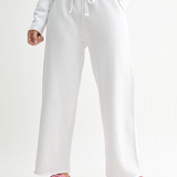 Malibu Wide Leg Fleece Pant - White, Women's Lounge/matching set Collection