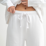 Malibu Wide Leg Fleece Pant - White, Women's Lounge/matching set Collection