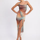Ruched Split Mesh Dress - Sage, Women's Dresses Collection