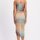 Ruched Split Mesh Dress - Sage, Women's Dresses Collection