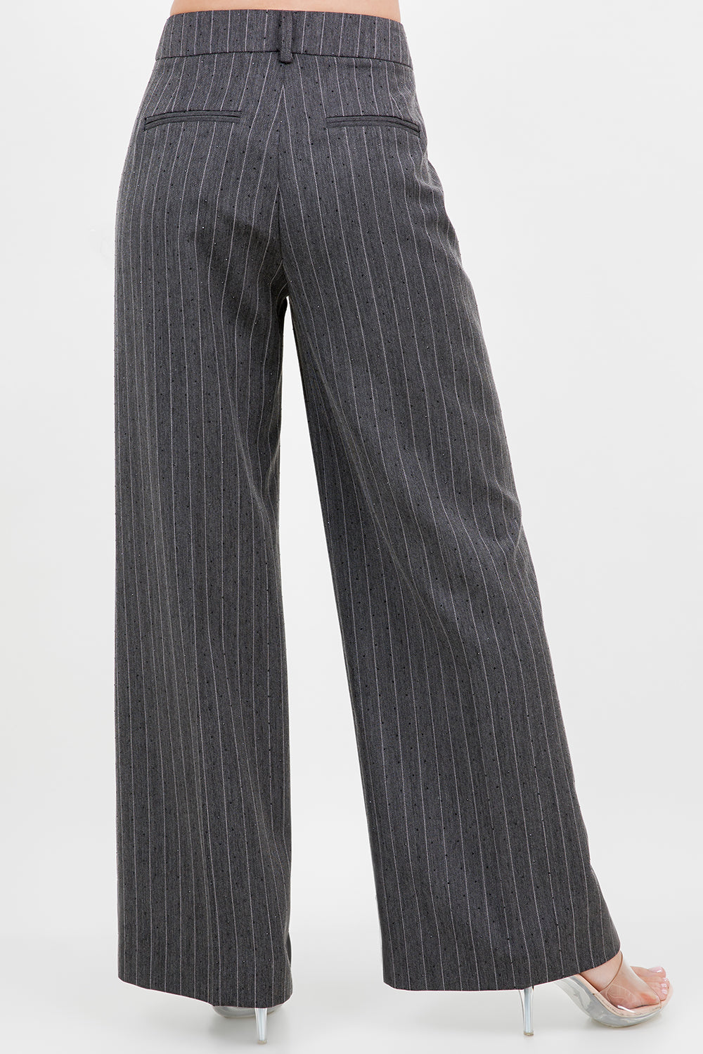 Rhinestone Pinstripe Trousers - charcoal, womens pants/matching set collection