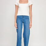 Straight Leg Stretch Pant - Denim Blue, Women's Jeans Collection