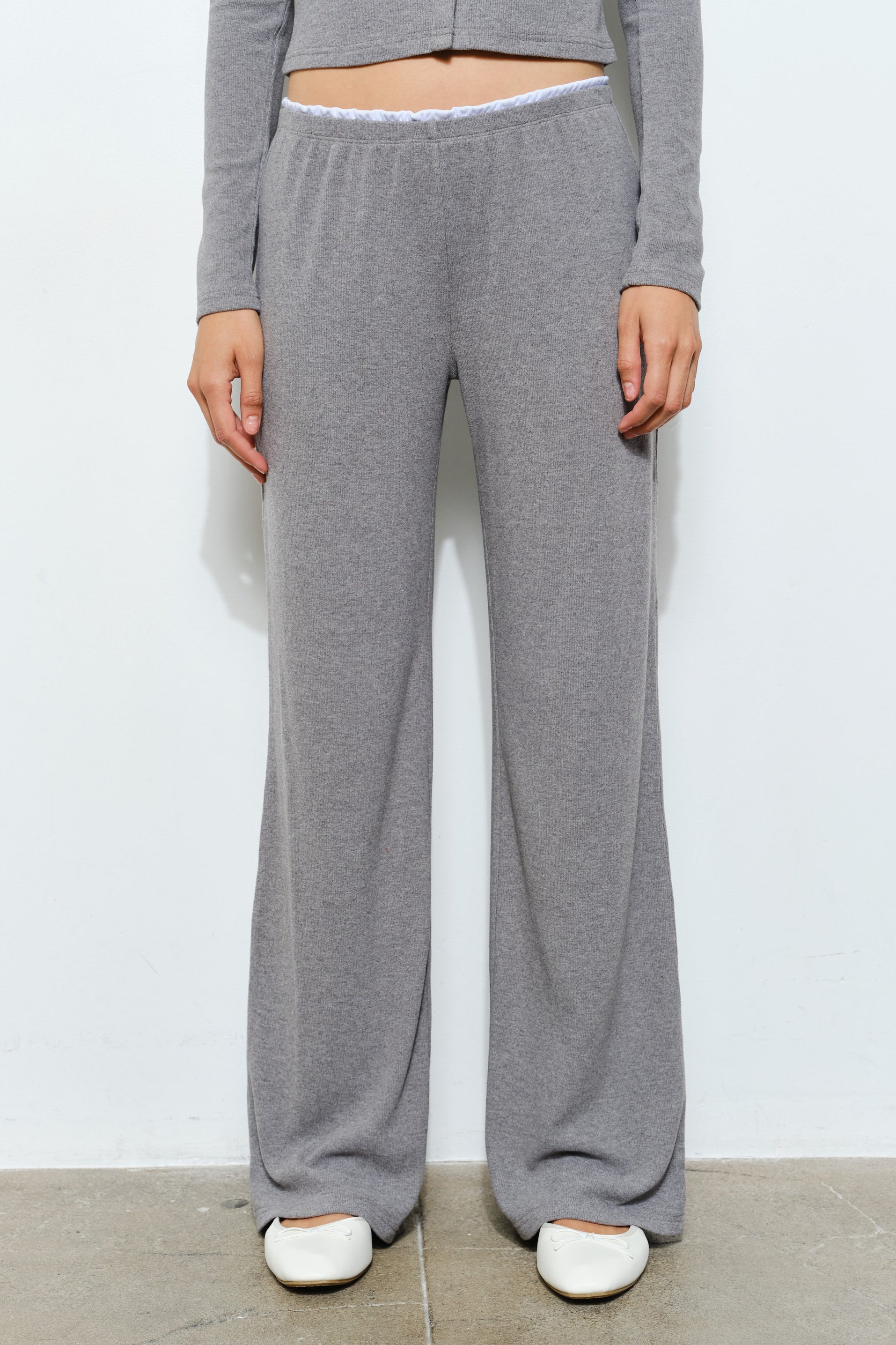 Wide Leg Pant With Waistband Detail - grey, womens pants/matching set collection
