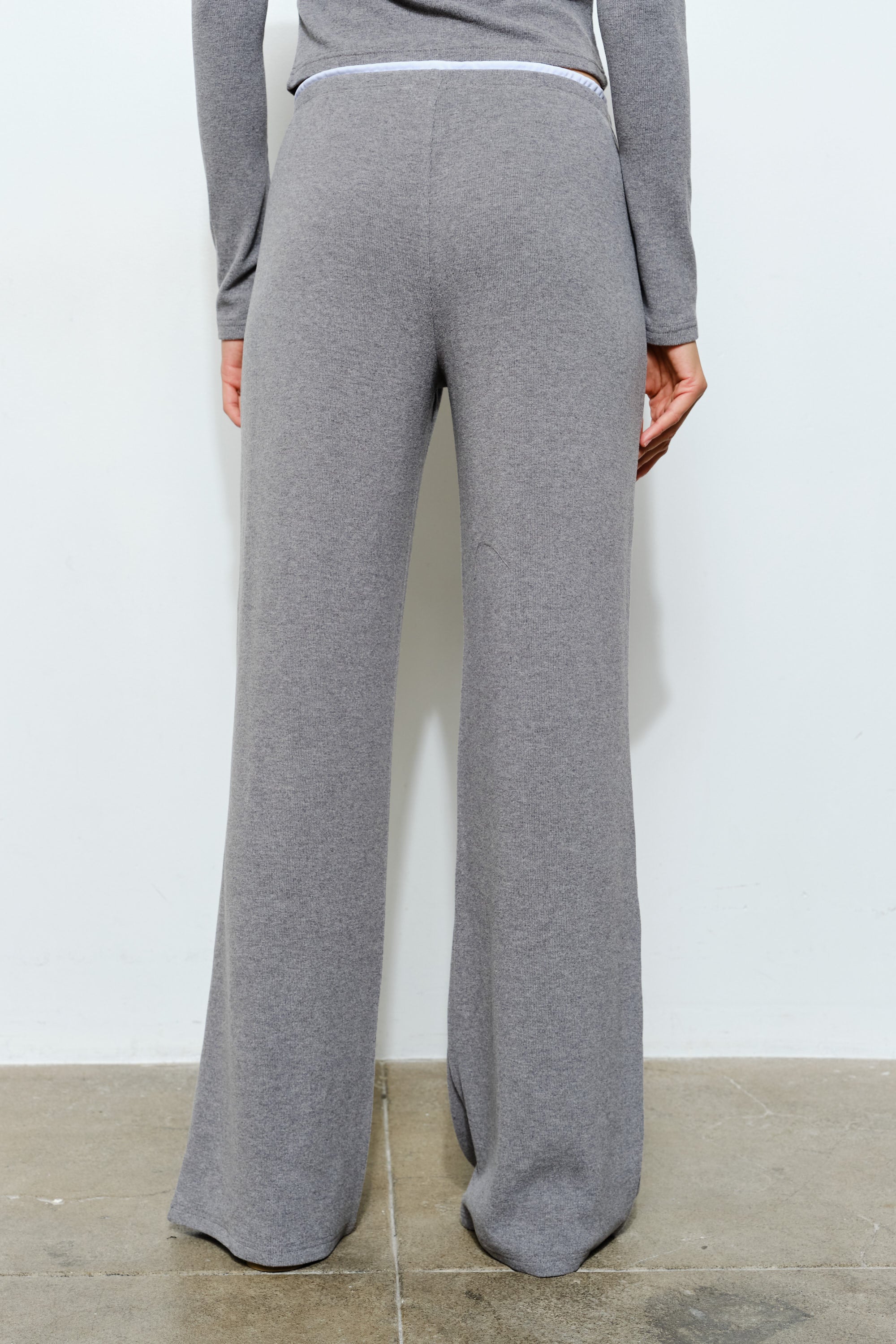 Wide Leg Pant With Waistband Detail - grey, womens pants/matching set collection