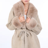 Fur Collar and Sleeve Coat - beige, womens jacket collection
