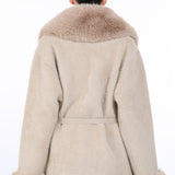 Fur Collar and Sleeve Coat - beige, womens jacket collection