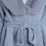 Fur Collar and Sleeve Coat - blue, womens jacket collection