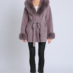 Fur Collar and Sleeve Coat - mauve, womens jacket collection