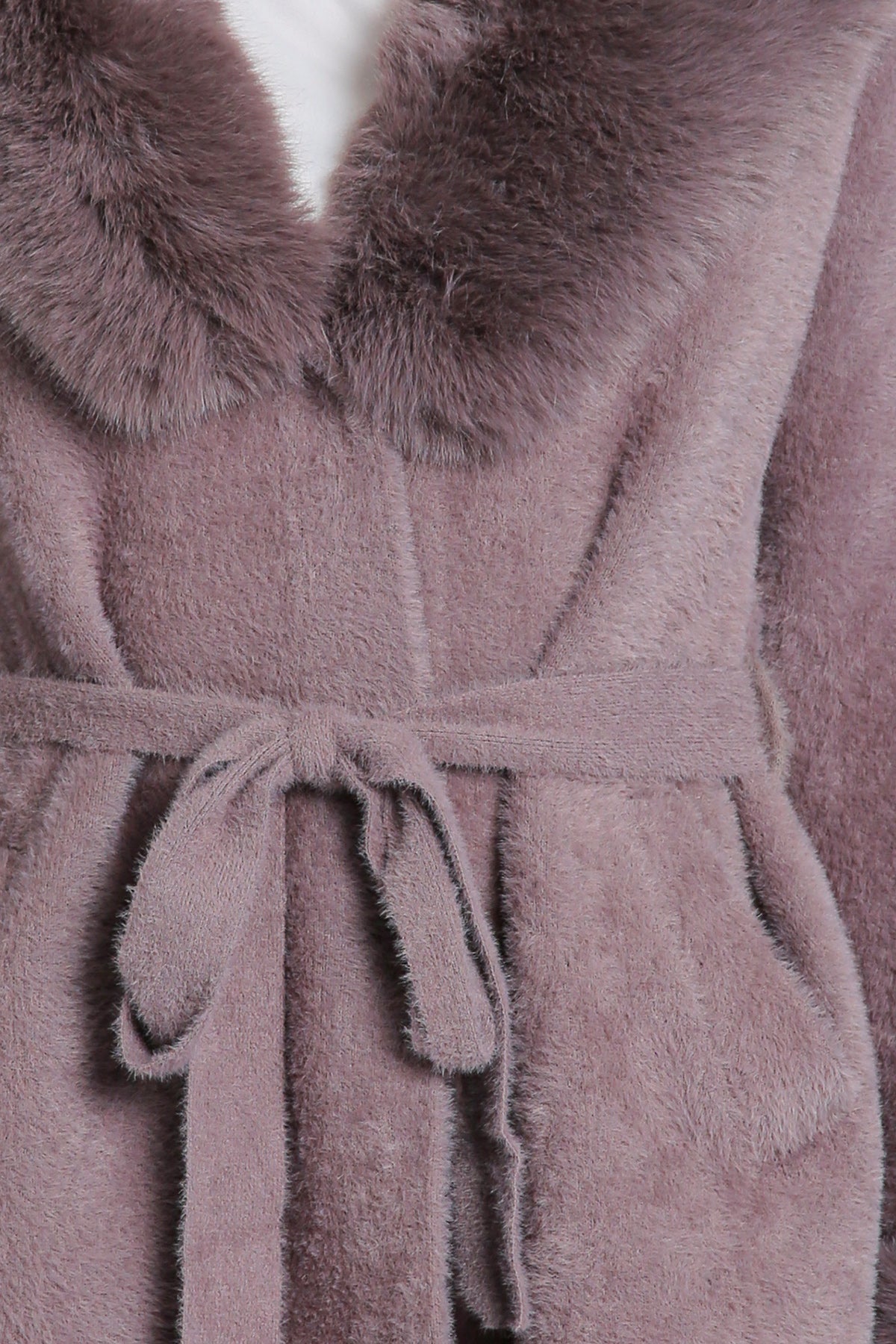 Fur Collar and Sleeve Coat - mauve, womens jacket collection