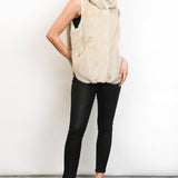 Fur Vest With Hood - ivory, womens vest collection