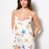 Fruit Print Cami Tank Top - Ivory Multi, Women's Tank Top/Matching Set's Collection