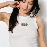 Embroidered Ozzy Olive Bread Tank - off white, womens tank top collection