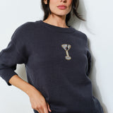 Beaded Martini Sweater - charcoal, womens sweater collection
