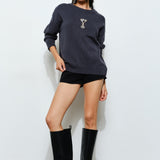 Beaded Martini Sweater - charcoal, womens sweater collection
