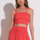 Smocked Crop Top - red, women's crop top