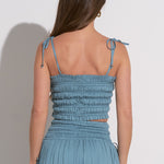 Smocked Crop Top -blue, women's crop top