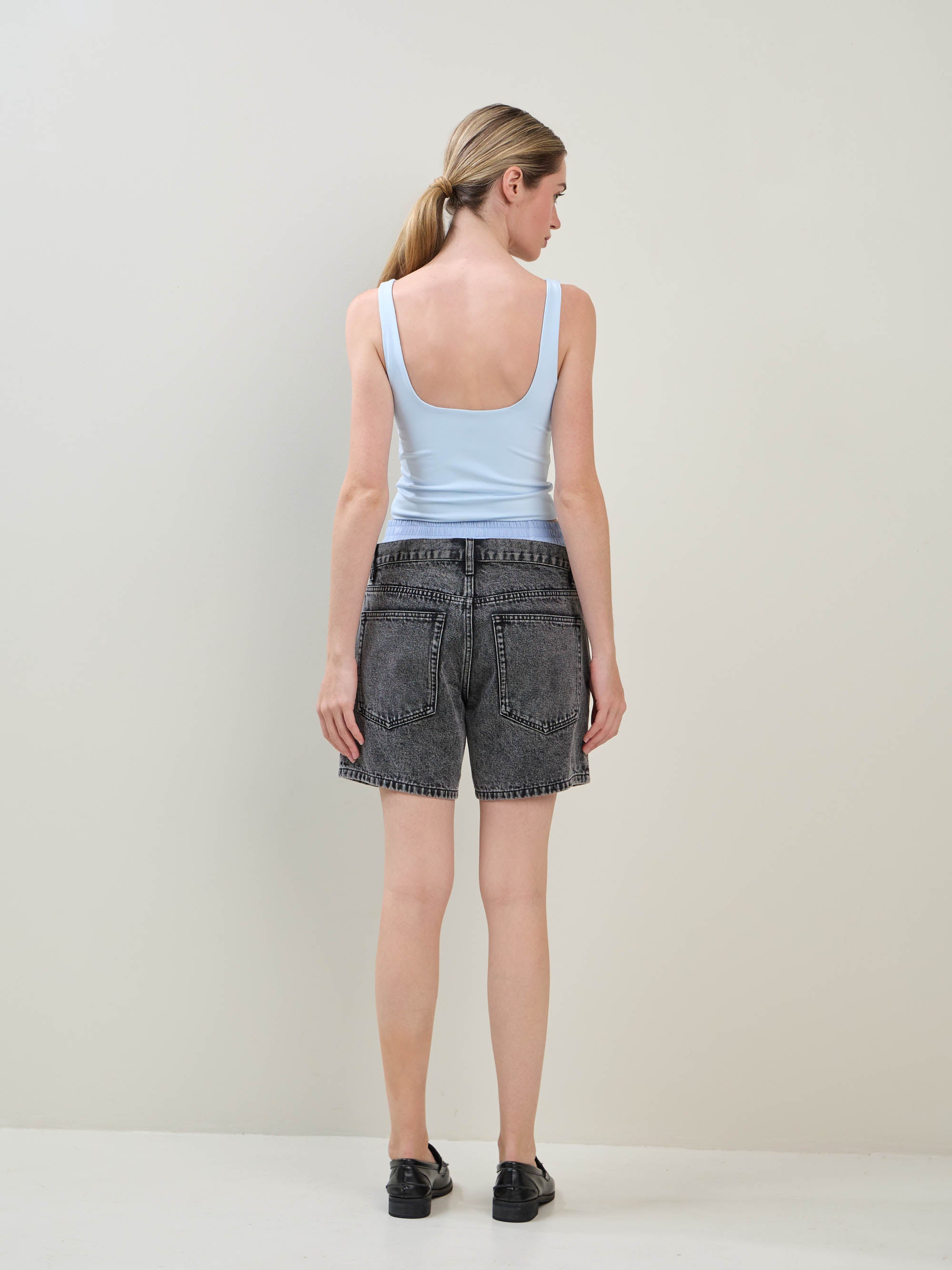 Square Neck Crop Top - Light Blue, Women's Tops Collection
