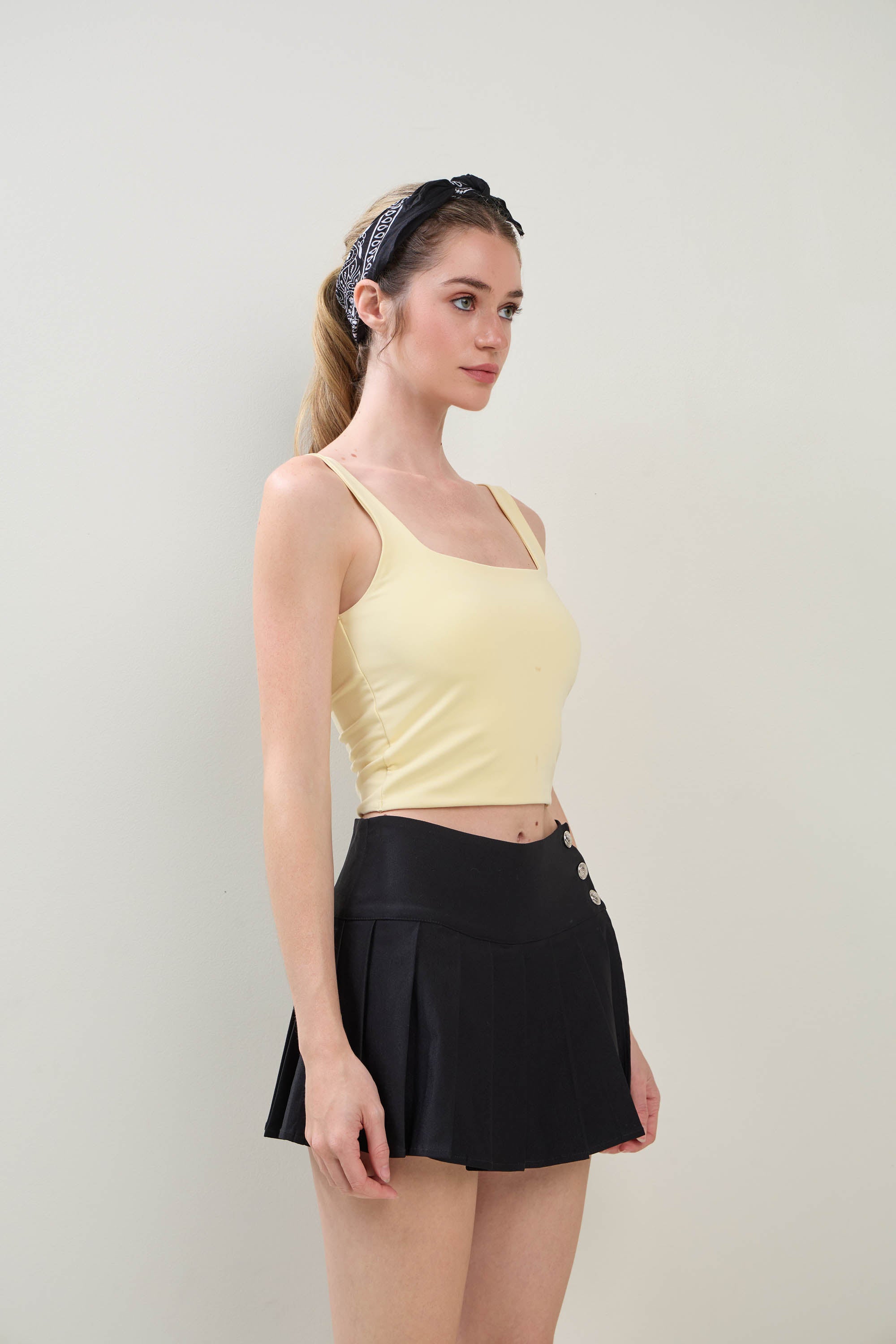 Square Neck Crop Top - Yellow, Women's Tops Collection
