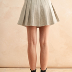 Pleated Mini Skirt With Velvet Trim - stone, womens skirt collection