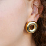 Round Donut Shape Earring - gold, womens earring collection