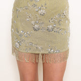 Beaded Fringe Mini Skirt