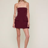 Strapless Mini Dress With Pockets - Rose, womens mini dress collection