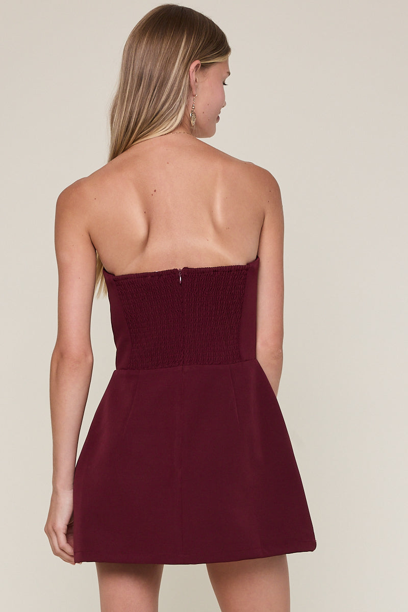Strapless Mini Dress With Pockets - Rose, womens mini dress collection