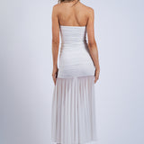 Strapless Ruched Midi Dress - White, Women's Dresses Collection