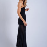 Strapless Ruched Midi Dress - Black, Women's Dresses Collection