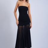 Strapless Ruched Midi Dress - Black, Women's Dresses Collection
