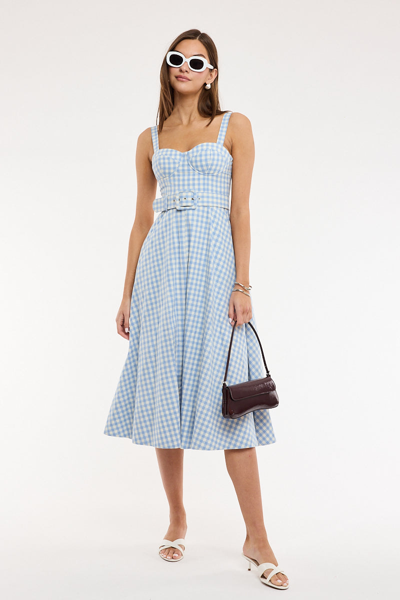 Gingham Checker Sweetheart Midi Dress Ruby and Jenna Gingham Checker Sweetheart Midi Dress Ruby and Jenna
