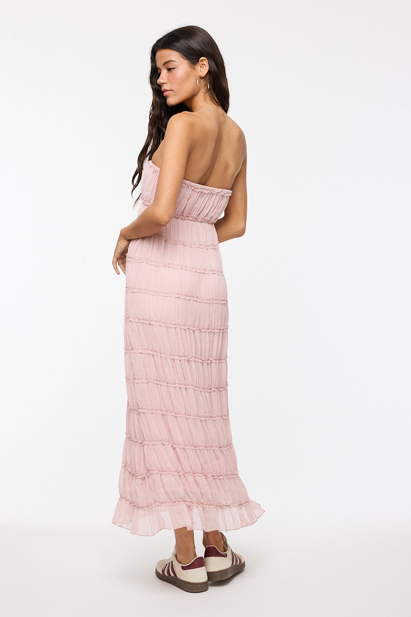 Crinkle Midi Dress - Baby Pink, Women's Dresses Collection