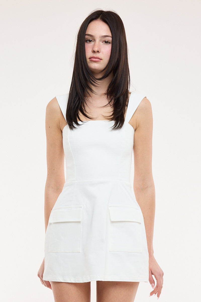 knee length dresses for ladies You Can Embroidered Mini Dress | White | Womens main image 0