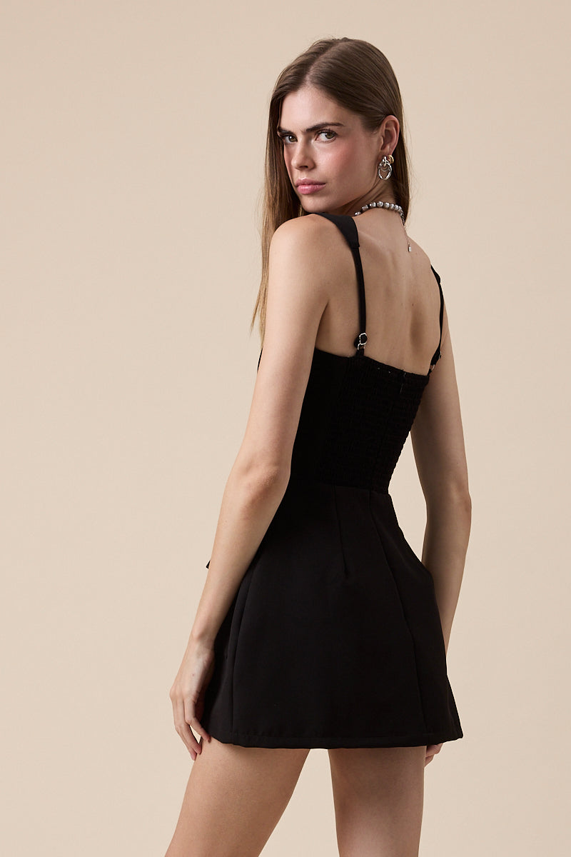 Mini Dress With Pockets - black, womens mini dress collection
