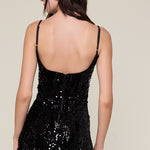 Sequin Round Neck Mini Dress - black, womens mini dress collection