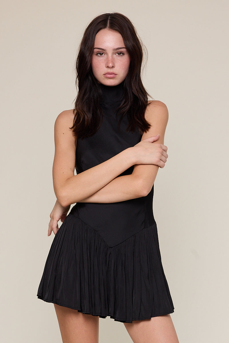 Turtleneck Mini Dress - black, womens dress collection