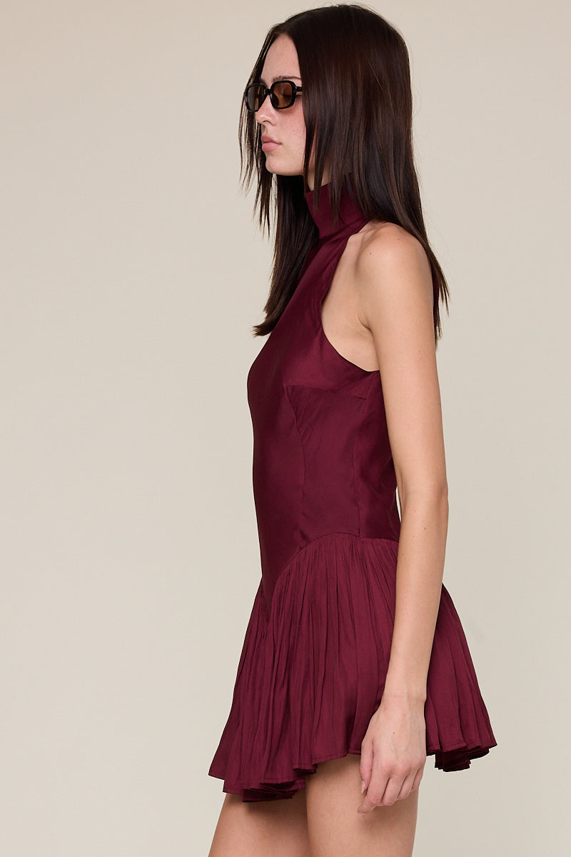 Turtleneck Mini Dress - plum, womens dress collection