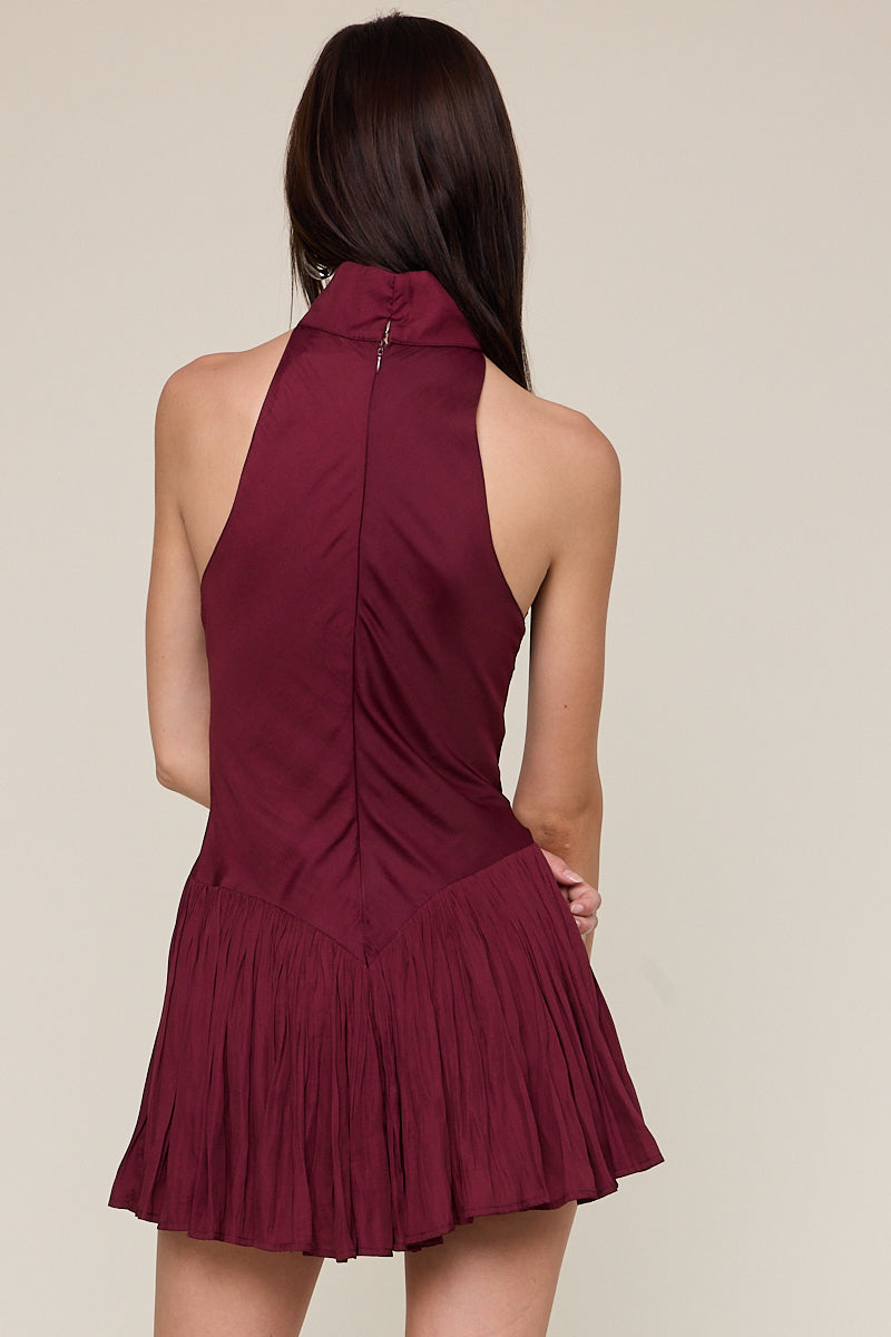 Turtleneck Mini Dress - plum, womens dress collection