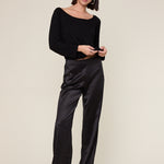 Satin Straight Pant - black, womens pants collection