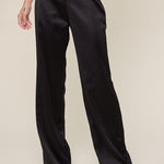 Satin Straight Pant - black, womens pants collection