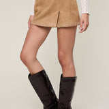 Side Slit Studded Mini Skort