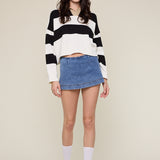 Stripe Collared Sweater - black and white stripe, womens sweater collection