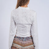 Slim Fit Crop Dress Shirt - White, Women's Tops Collection