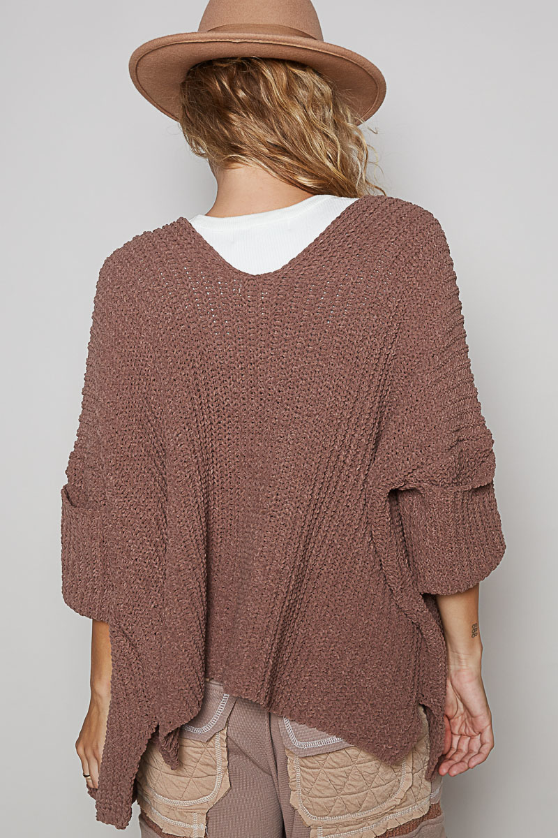 Cuffed Cardigan - Chocolate, Women's Tops Collection