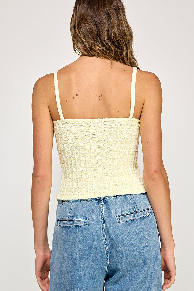 Button Front Knit Cami - Yellow, Women's Tops Collection