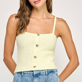 Button Front Knit Cami - Yellow, Women's Tops Collection