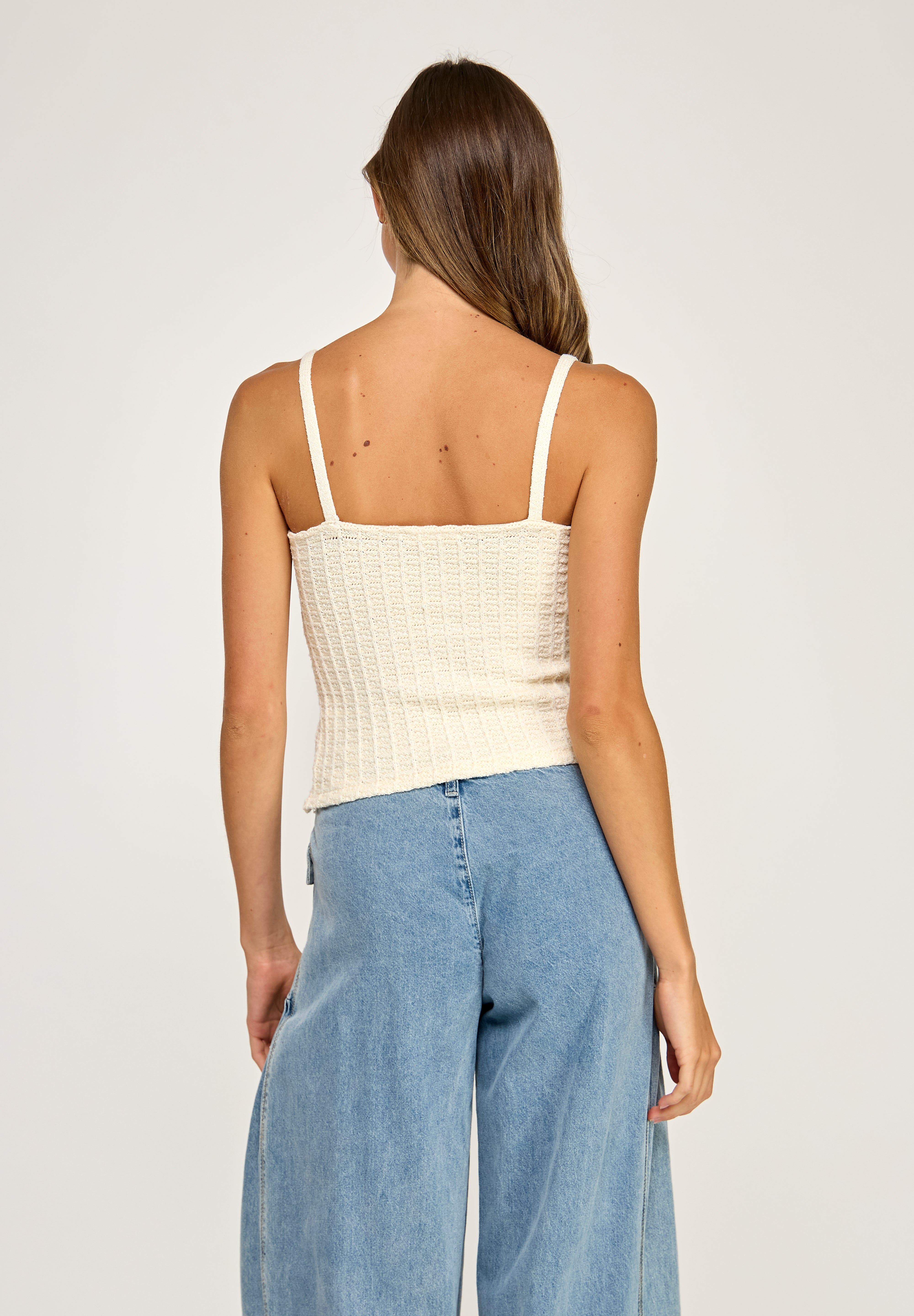 Button Front Knit Cami - Natural, Women's Tops Collection
