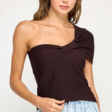One Shoulder Twisted Front Top